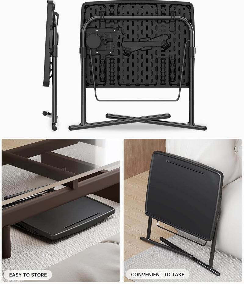 ALIPOP X TV Tray Table, Large TV Dinner Tray for Eating, Adjustable Folding Laptop Table with Book Stand, Cup Holder & Tablet Slot on Couch & Bed, Black - Image 5